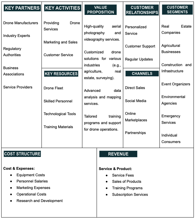 business model canvas of drone business plan